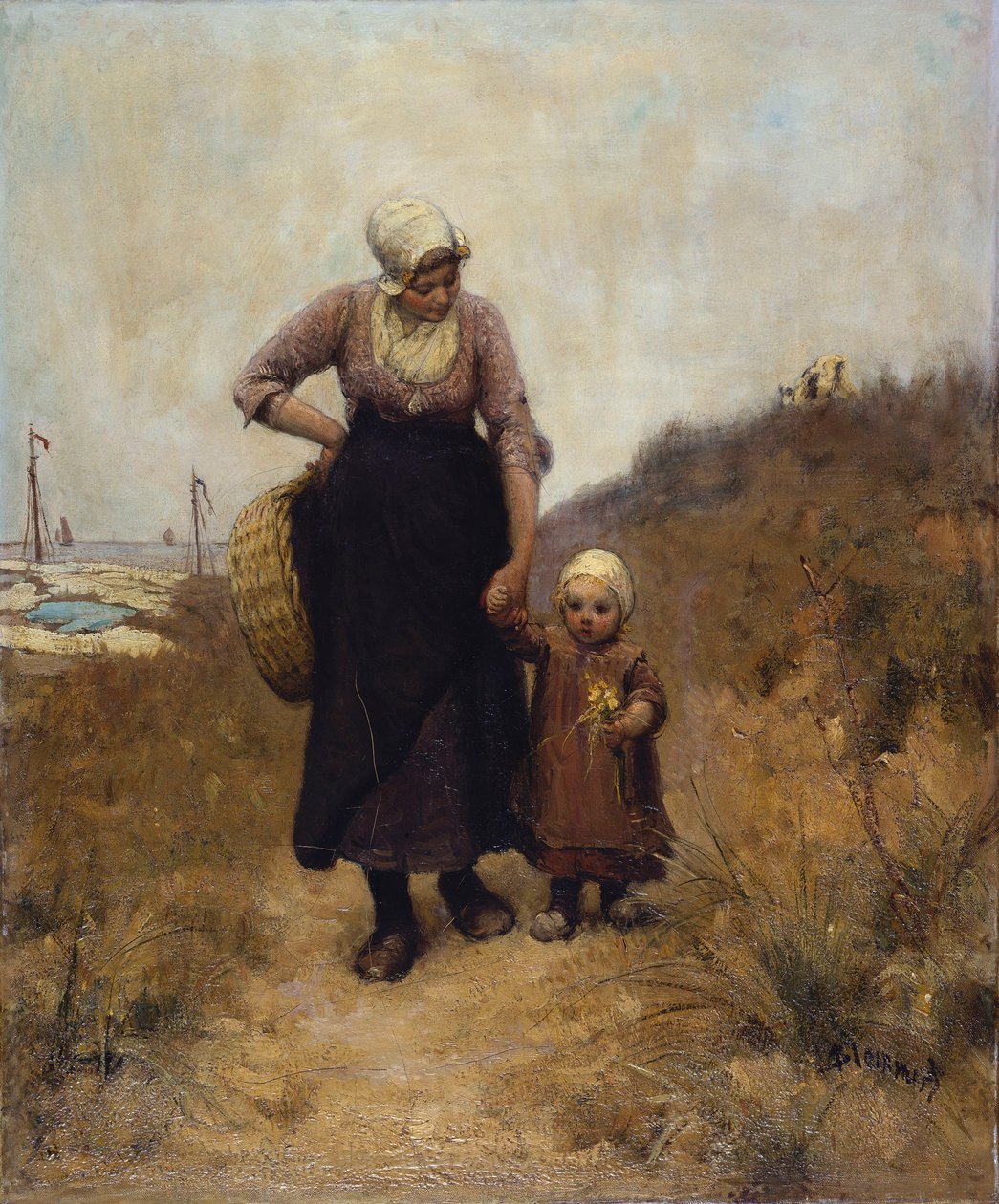 Anne ve Çocuk Deniz Yolunda by Bernardus Johannes Blommers or Bloomers