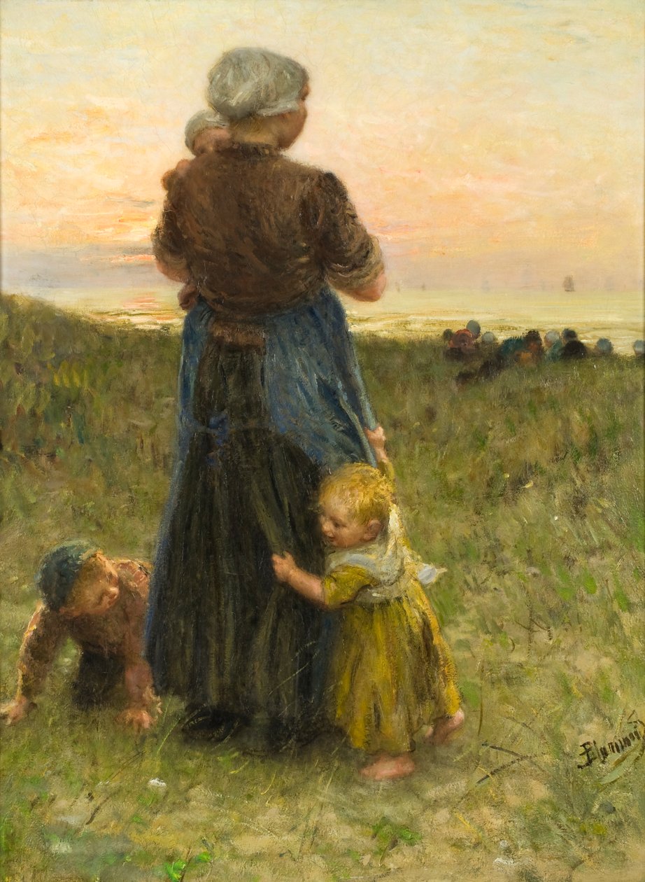 Peek-A-Boo (tuval üzerine yağlı boya) by Bernardus Johannes Blommers or Bloomers