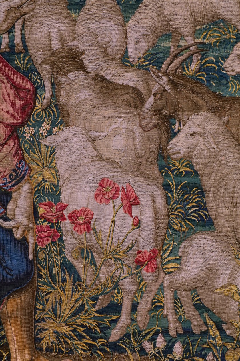 Flaman halısı. The Foundation of Rome: Faustulus, Romulus ve Remus ile tanışıyor. Karikatürist Barend van Orley (?). Brüksel üretimi. 1525-1530. Detay. by Bernart van (attr. to) Orley