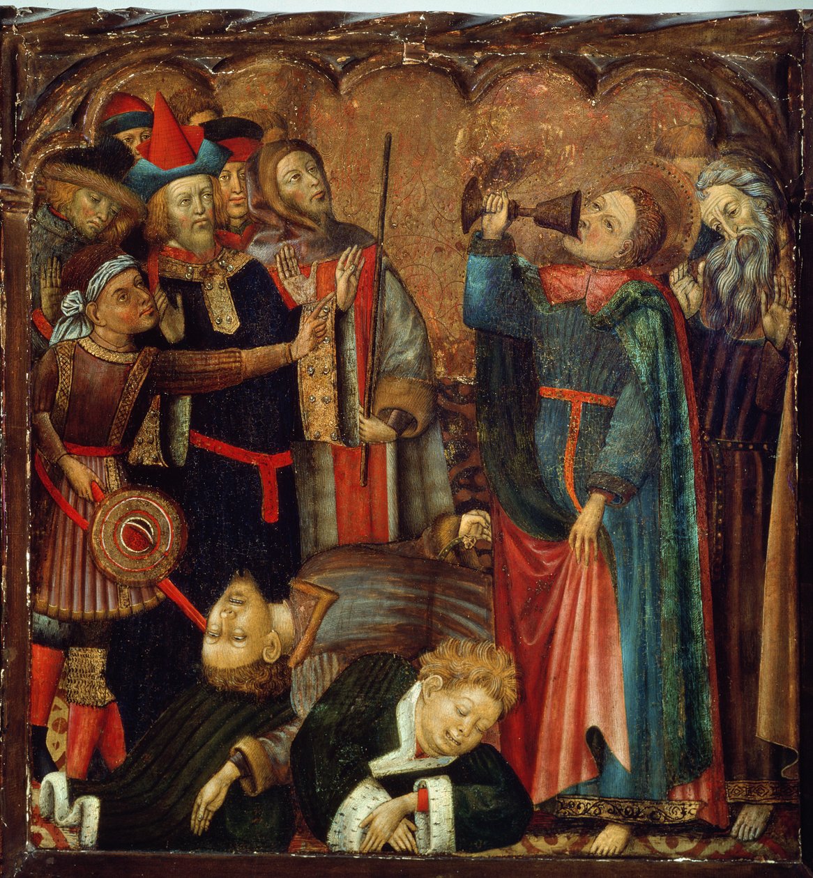 St. John the Evangelist Drinking from the Poisoned Chalice (tempera on panel) by Bernat Martorelli