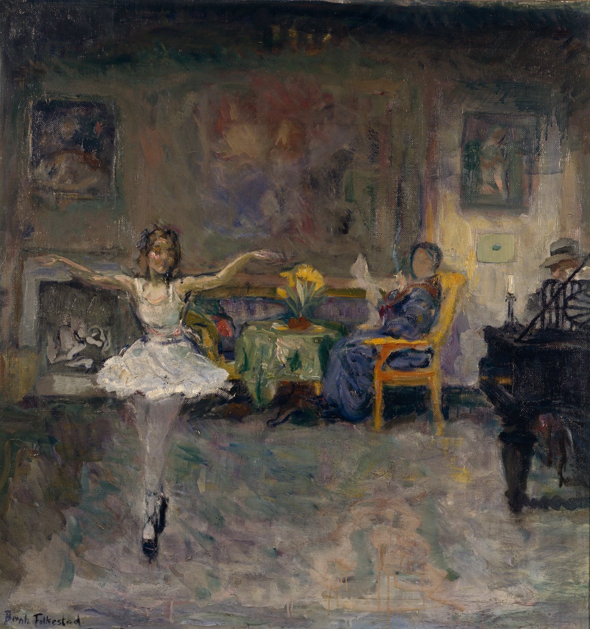 Aile idili (tuval üzerine yağlı boya) by Bernhard Dorotheus Folkestad