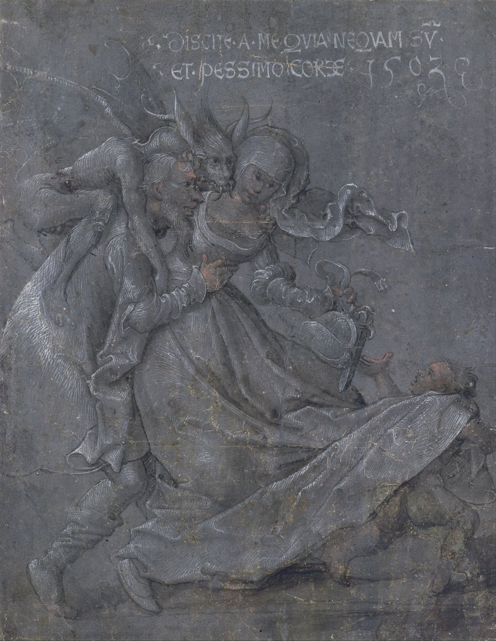 Şeytan ve Aşk Tanrısı ile aşık çifti by Bernhard Strigel