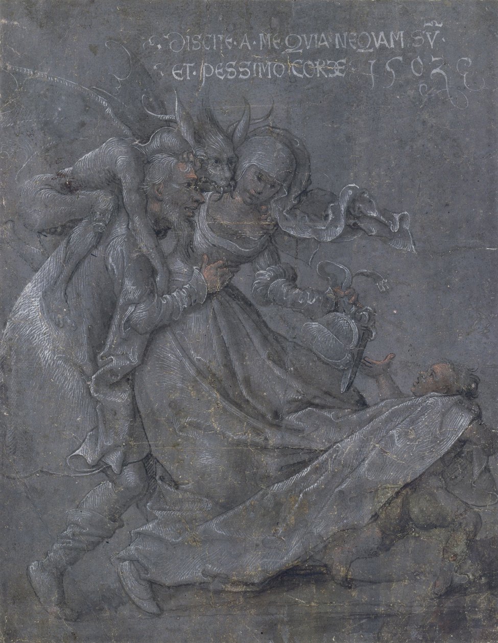 Şeytan ve Aşk Tanrısı ile aşık çifti, 1503 by Bernhard Strigel
