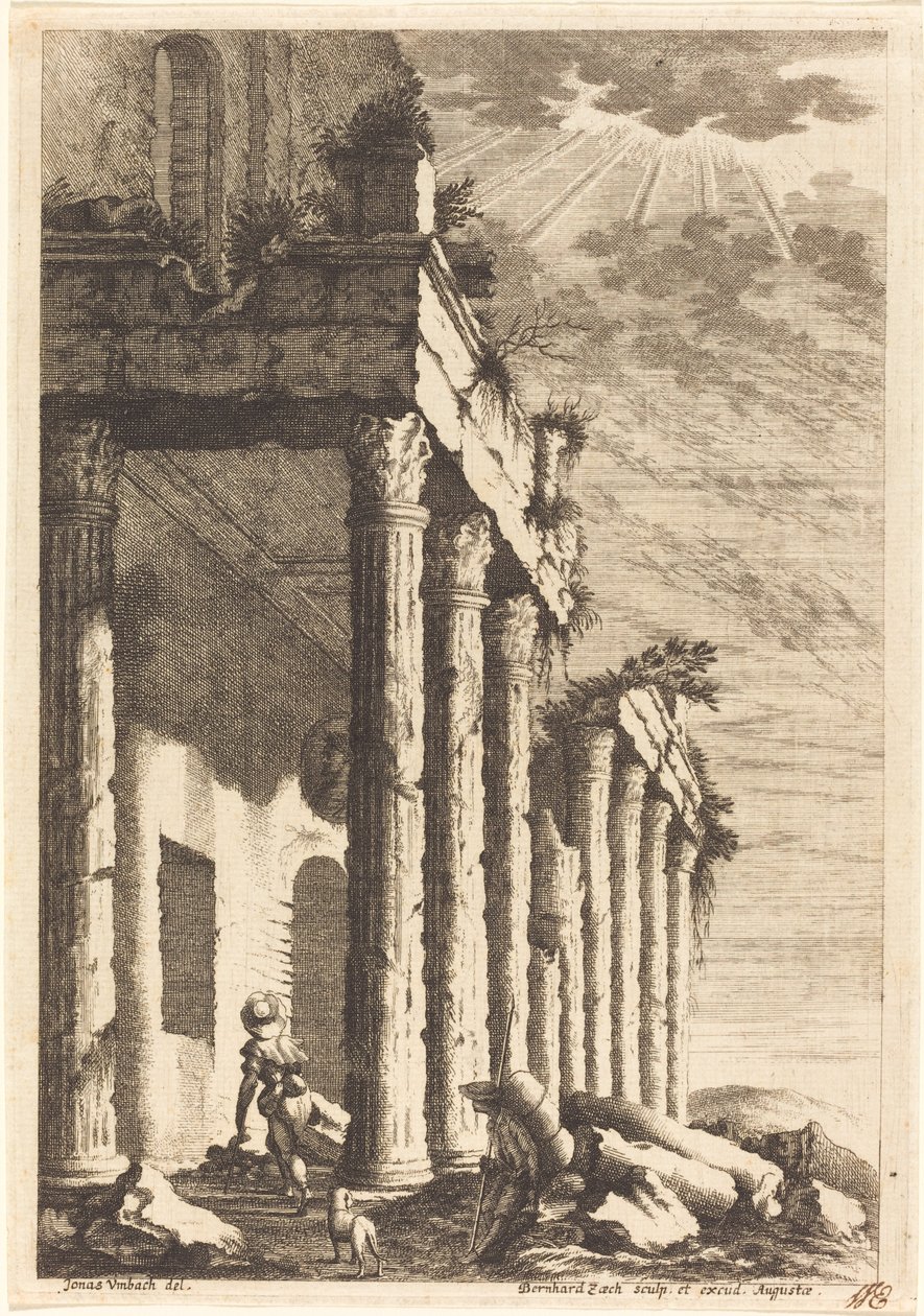 Yıkılmış bir Portikonun Yanındaki Gezginler by Bernhard Zaech after Jonas Umbach