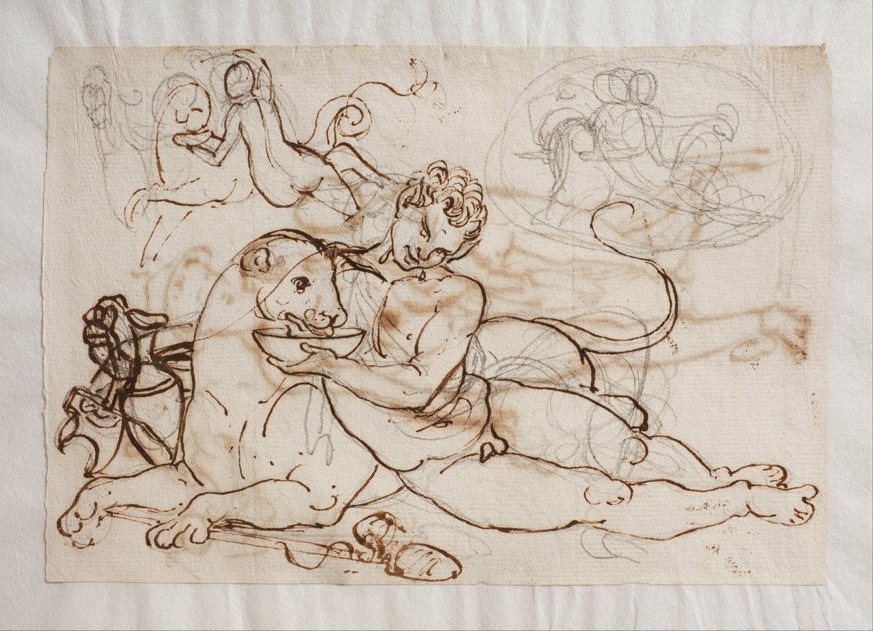 Bacchant (Genç Bir Satyr) Bir Panter İçmesini Teklif Ediyor by Bertel Thorvaldsen