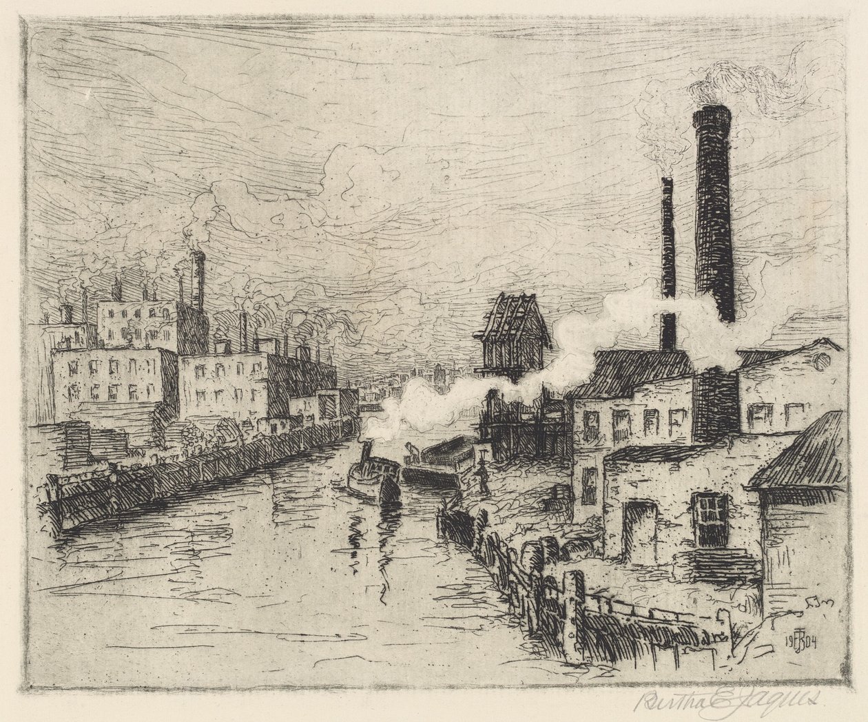 Chicago Nehri üzerindeki fabrikalar by Bertha Evelyn Jaques