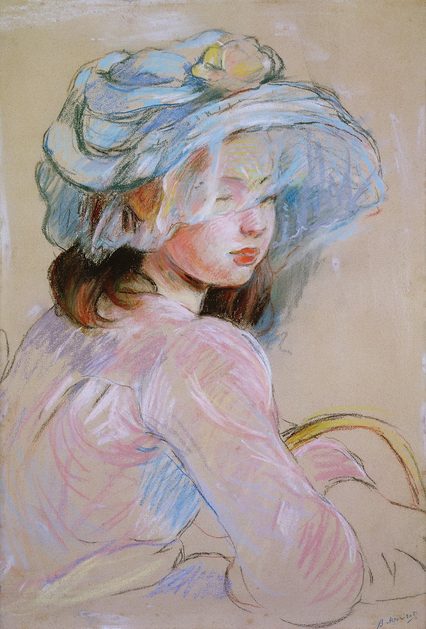 Sepet Taşıyan Kız, 1891 (kağıt üzerinde pastel) by Berthe Morisot