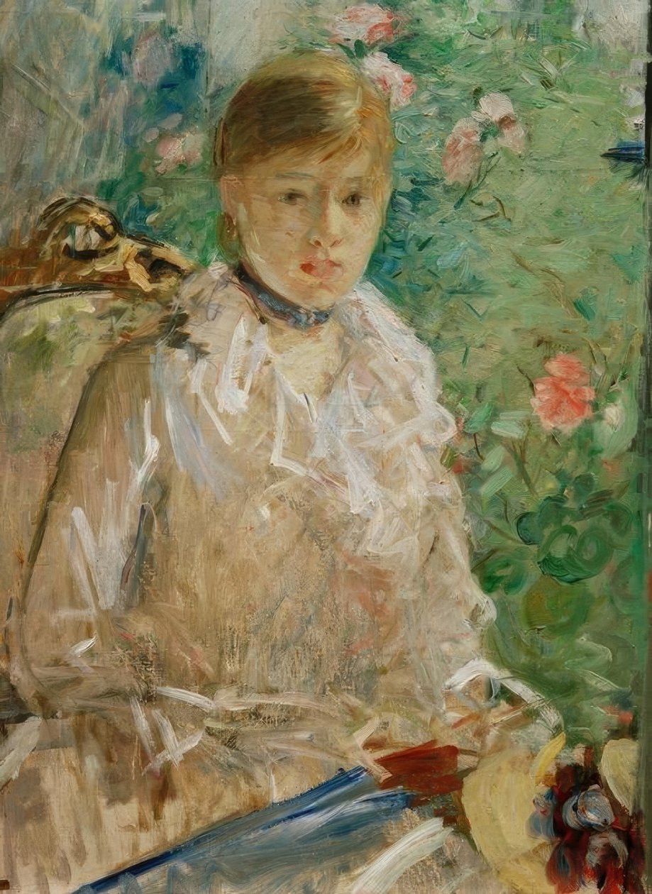 Bir pencere veya yaz yanında genç kadın by Berthe Morisot