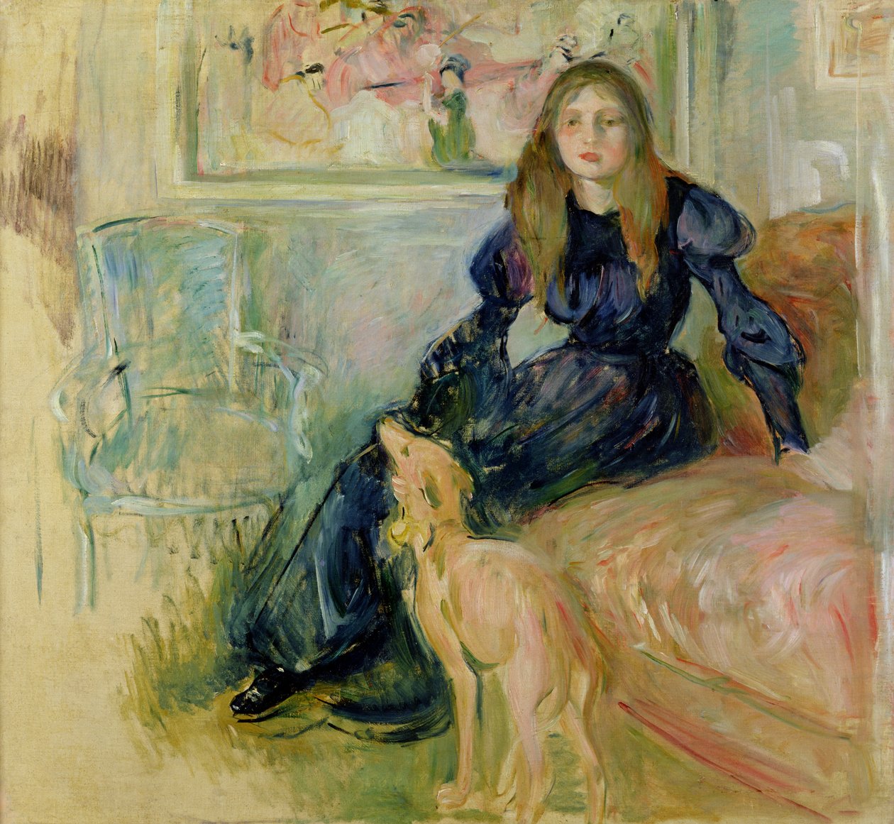 Julie Manet (1878-1966) ve Tazı Laerte, 1893 by Berthe Morisot