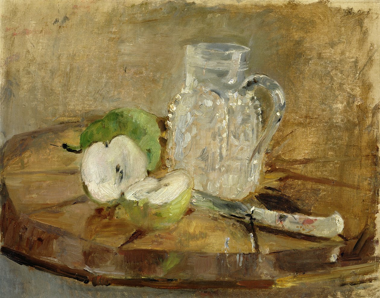 Kesilmiş Elma ve Sürahi ile Natürmort, 1876 by Berthe Morisot