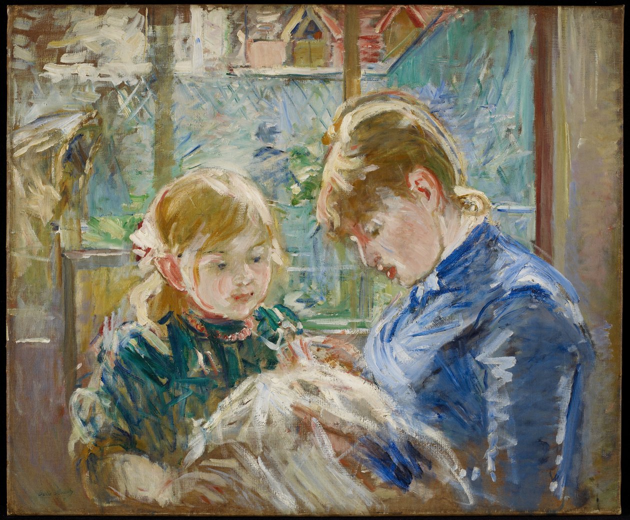 Sanatçının Kızı Julie, Dadısıyla, 1884 dolayları by Berthe Morisot