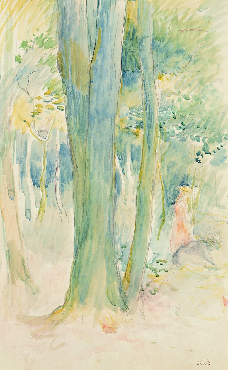 ಮರದಲ್ಲಿ ಮರಗಳ ಕೆಳಗೆ, 1893 ಟರ್ಕ್ by Berthe Morisot