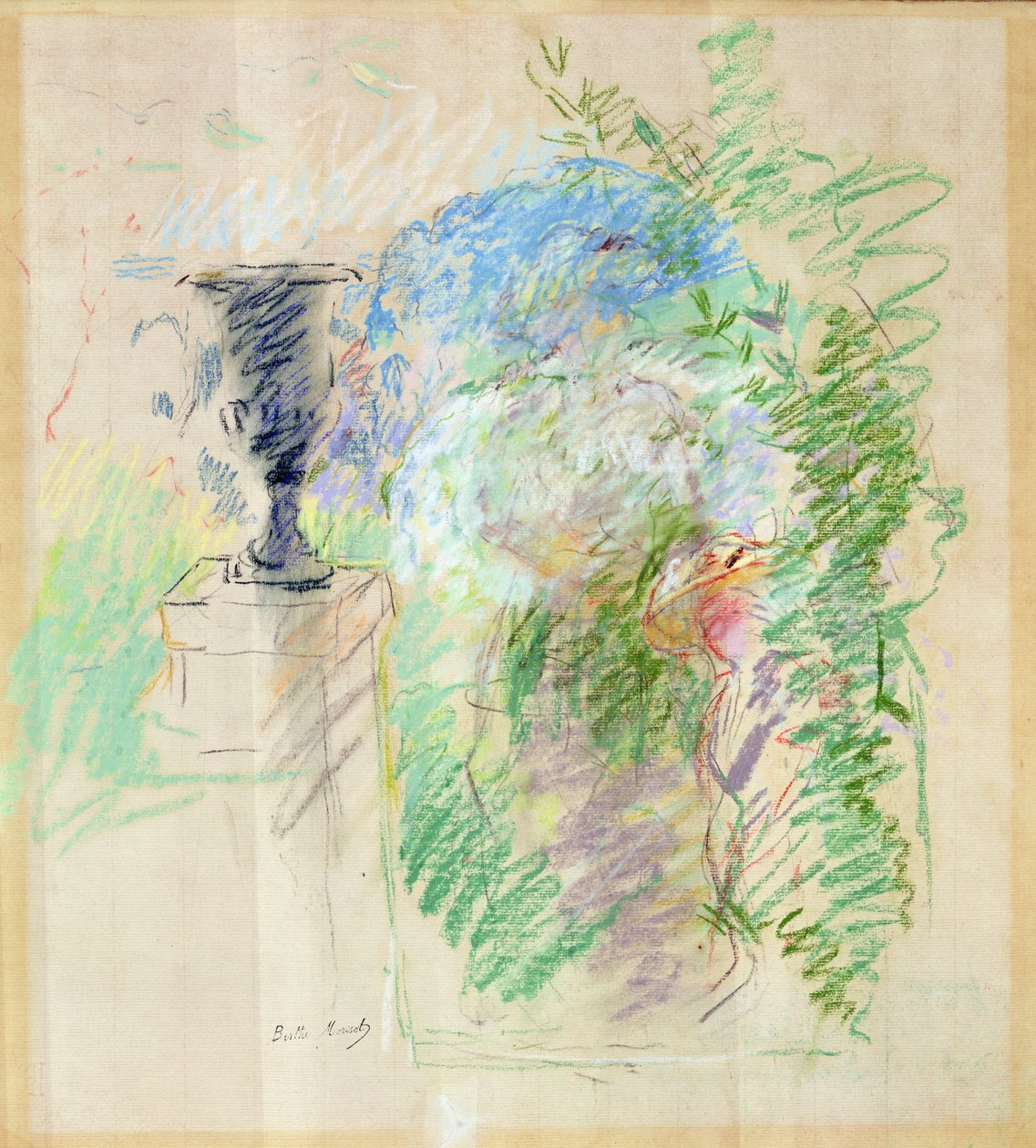 Vase in a Garden, 1890 (pastel on paper) by Berthe Morisot