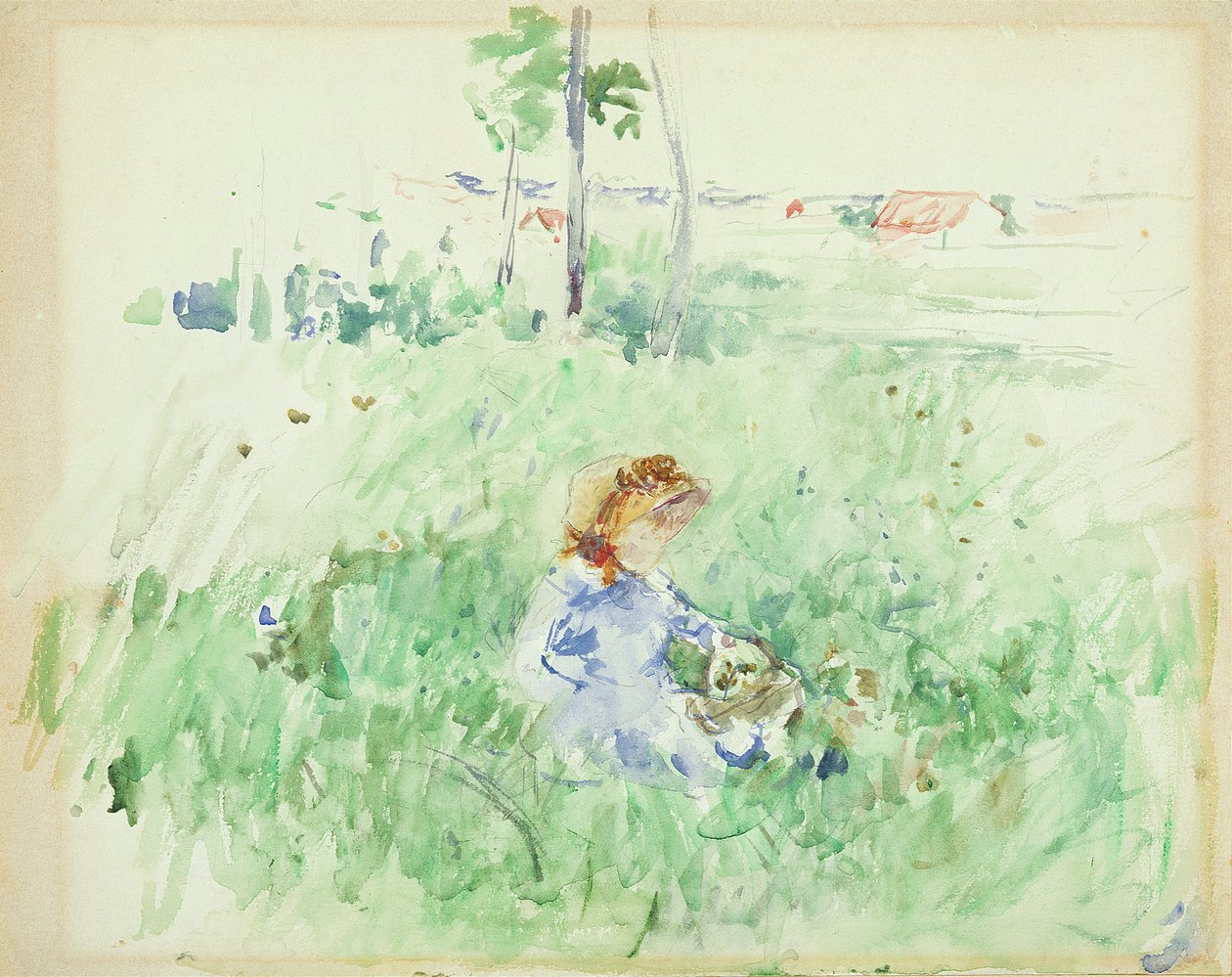 Çimenlerde Oturan Genç Kız, 1882 by Berthe Morisot