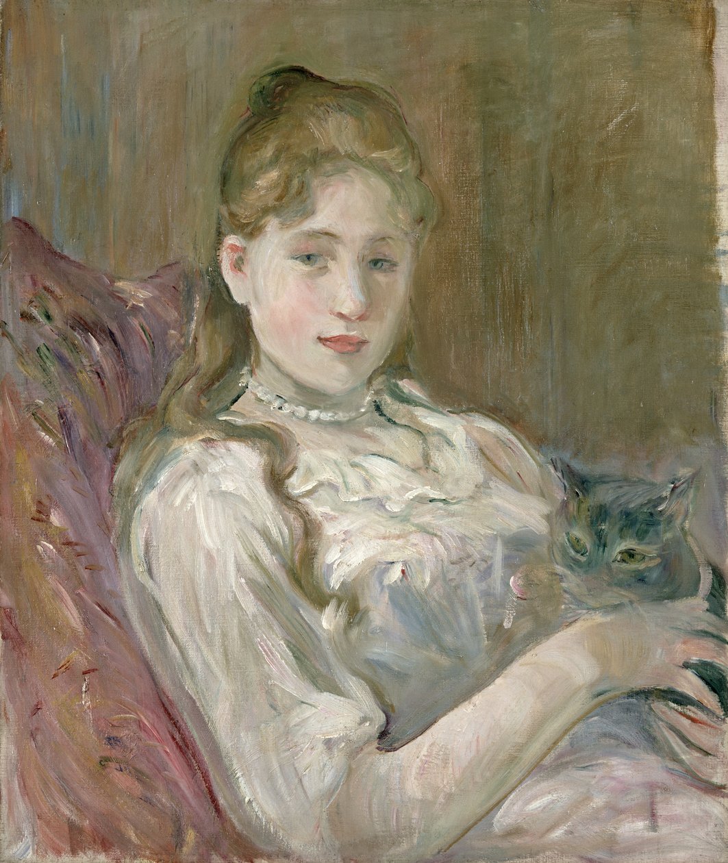 Kedili Genç Kız, 1892 by Berthe Morisot