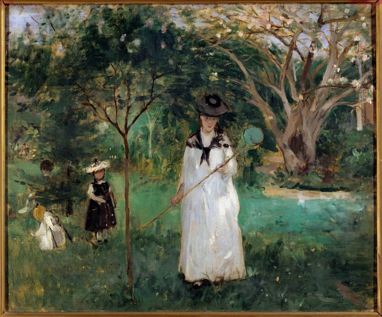 Kelebek Avı Kelebek ağı tutan genç bir kadın. Berthe Morisot (1841-1895) 1874 Güneş tarafından yapılan resim. 0,46x0,56 m Paris, Orsay Müzesi by Berthe Morisot
