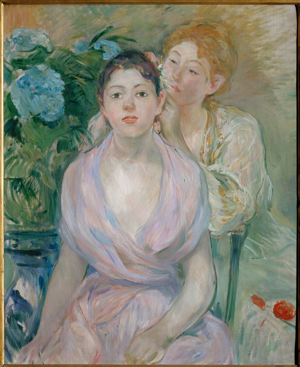 Ortanca ya da iki kız kardeş (tuval üzerine resim) by Berthe Morisot