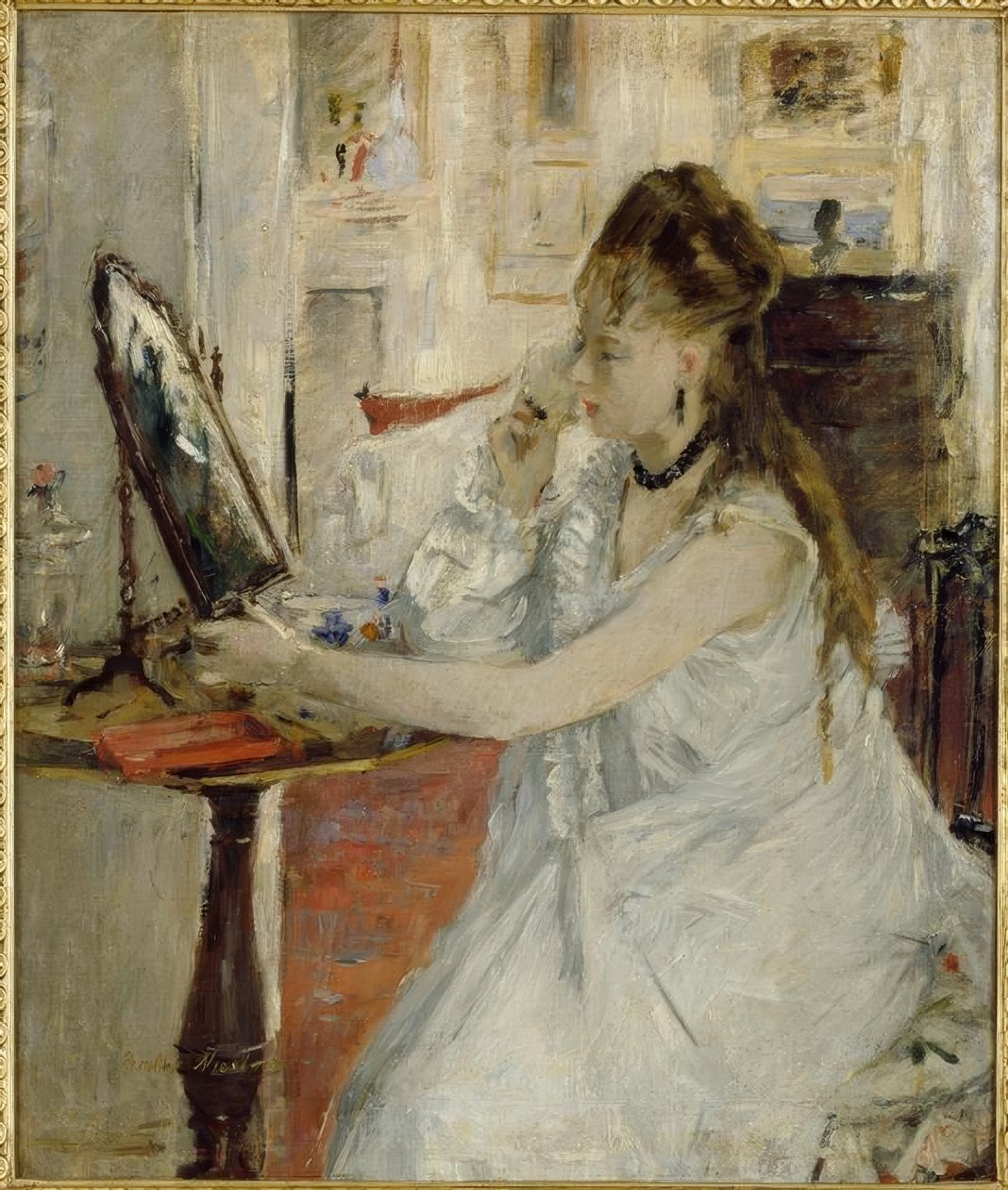 Jeune femme se poudrant (Genç kadın kendini pudralıyor) by Berthe Morisot