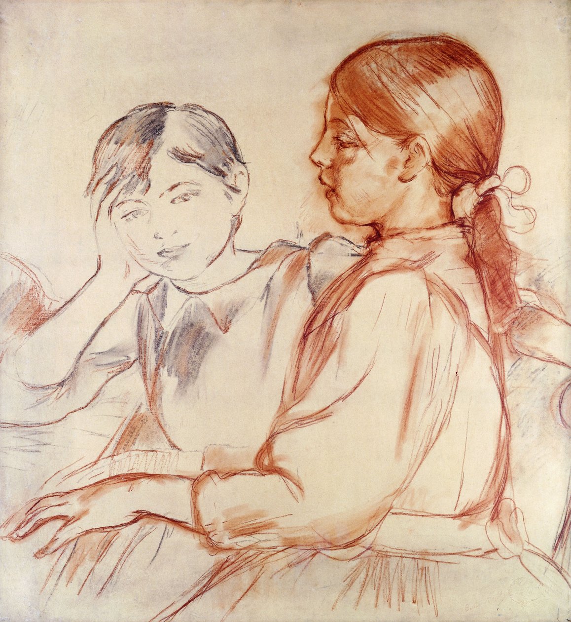Piyanoda Julie Manet ve Jeannie Gobillard; Julie Manet ve Jeannie Gobillard Piyanoda, 1887-88 by Berthe Morisot