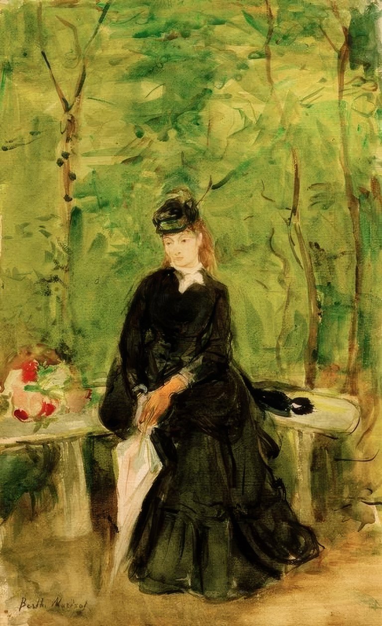 Parkta oturan sanatçının kız kardeşi Edma by Berthe Morisot