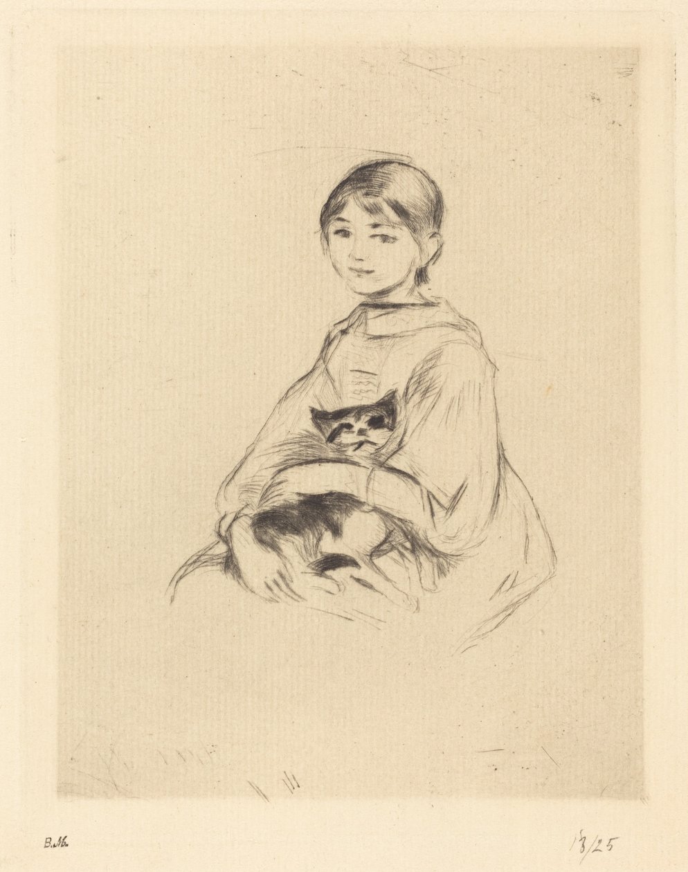 kedi ile küçük kız by Berthe Morisot