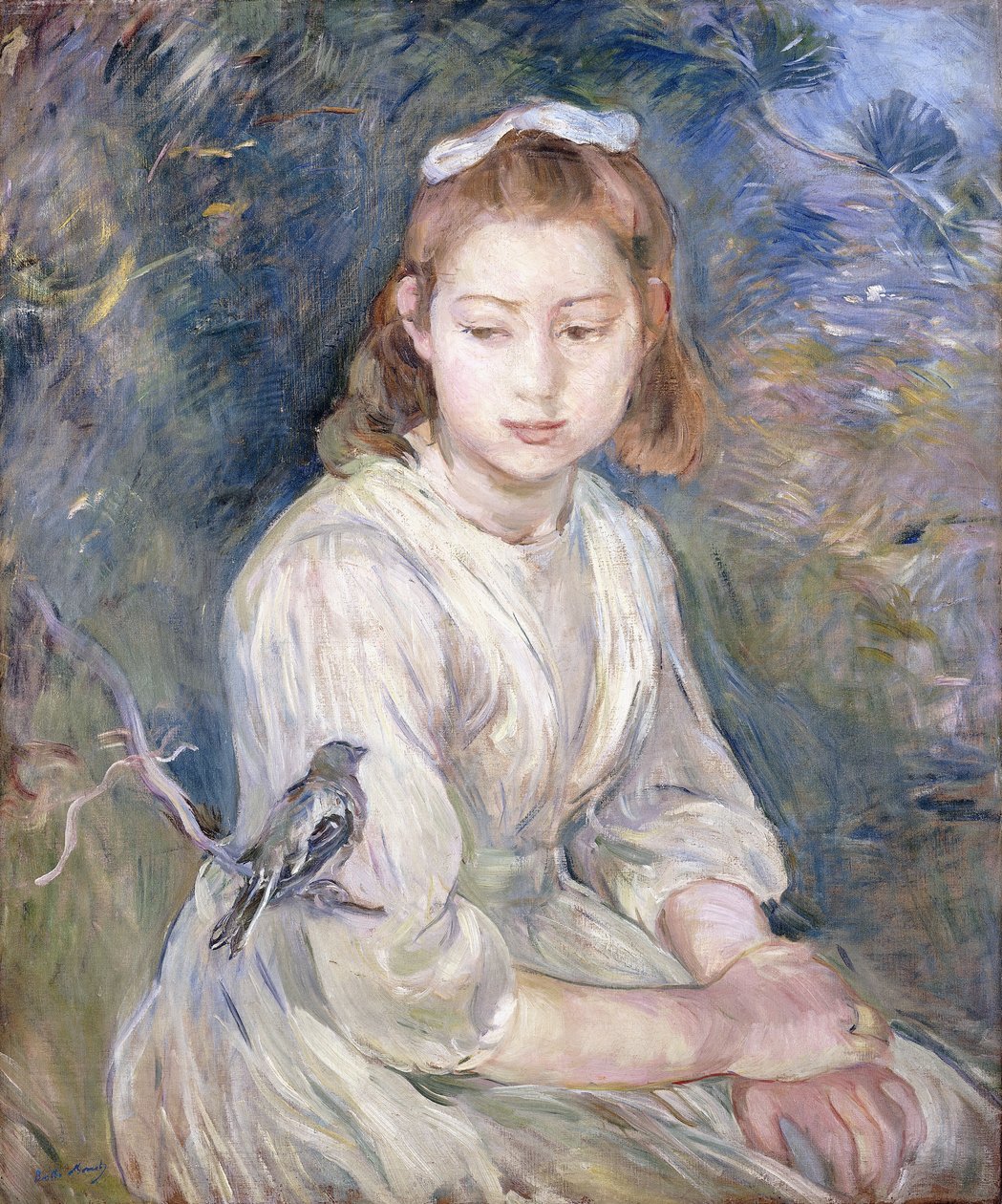 Kuşlu Küçük Kız, 1891 by Berthe Morisot