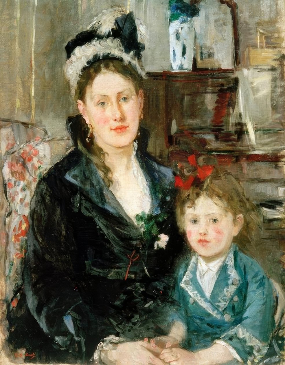 Bayan Boursier ve kızı by Berthe Morisot