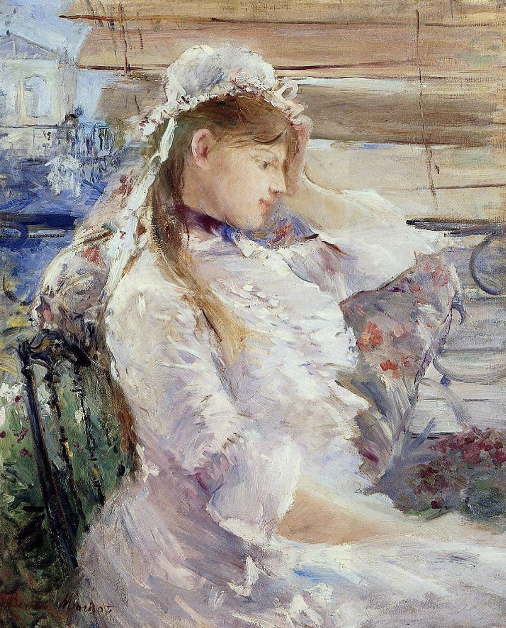 Oturan genç bir kadının profili by Berthe Morisot
