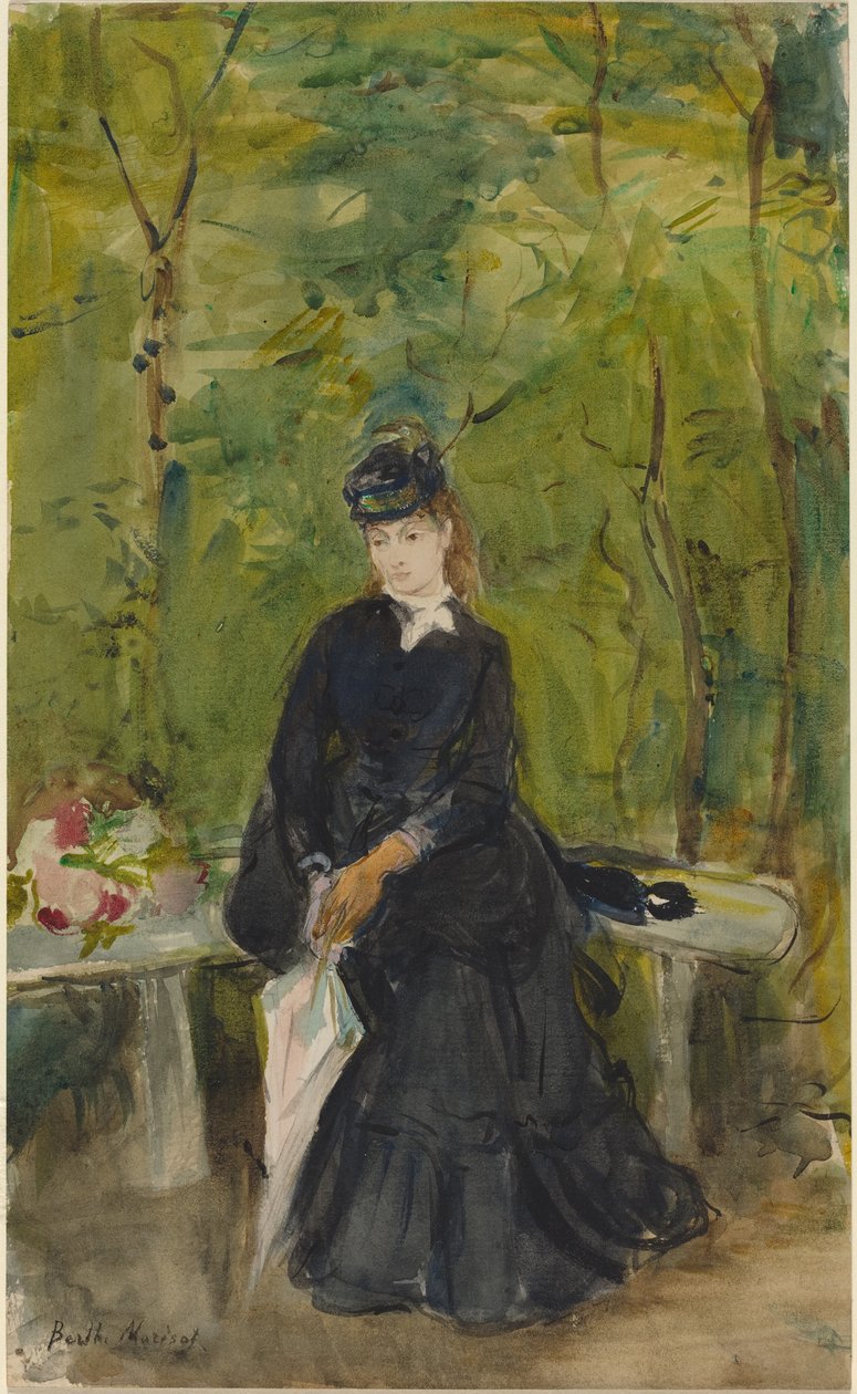 Sanatçının Kız Kardeşi Edma Parkta Otururken by Berthe Morisot