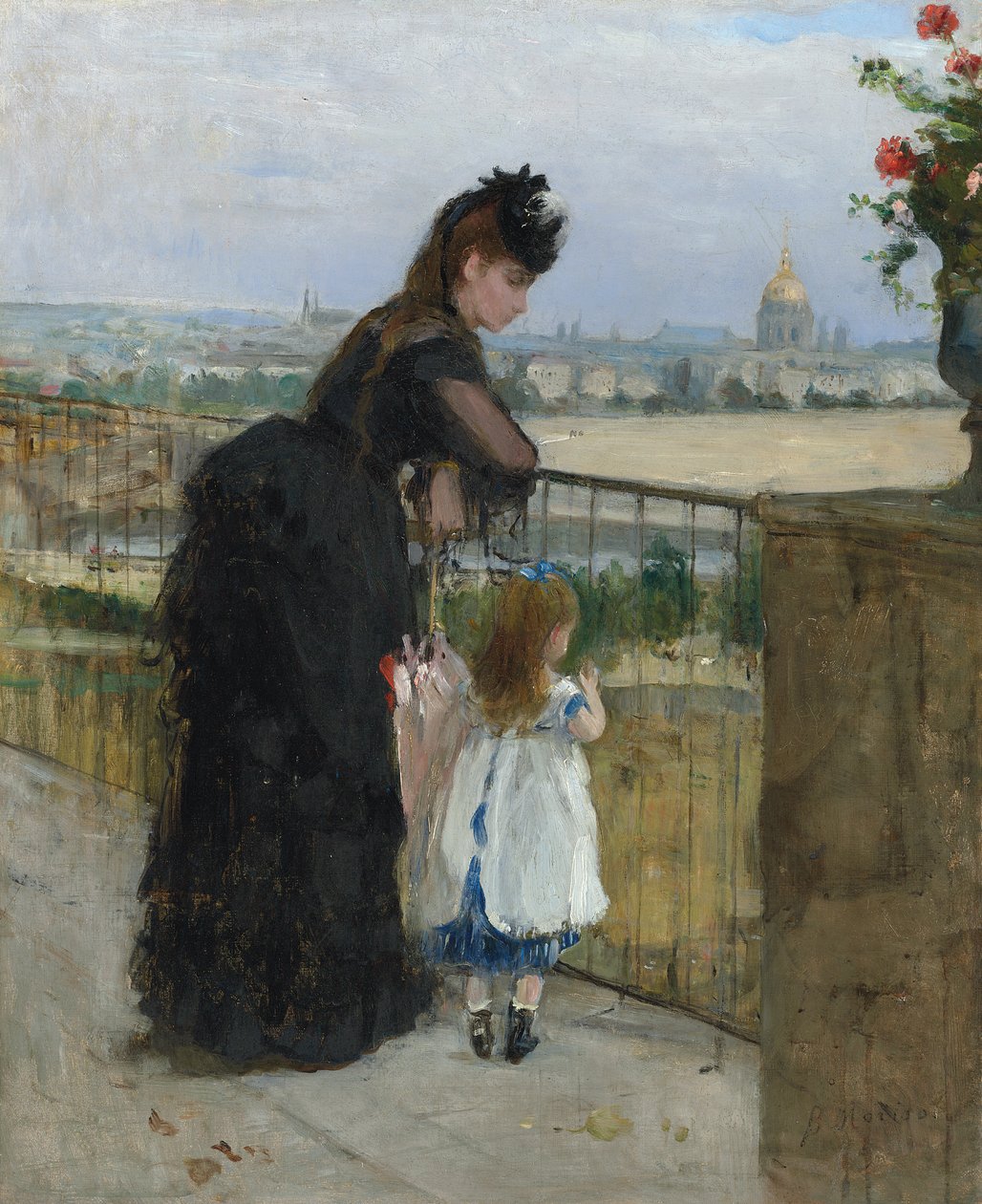 Kadın ve çocuk balkonda by Berthe Morisot