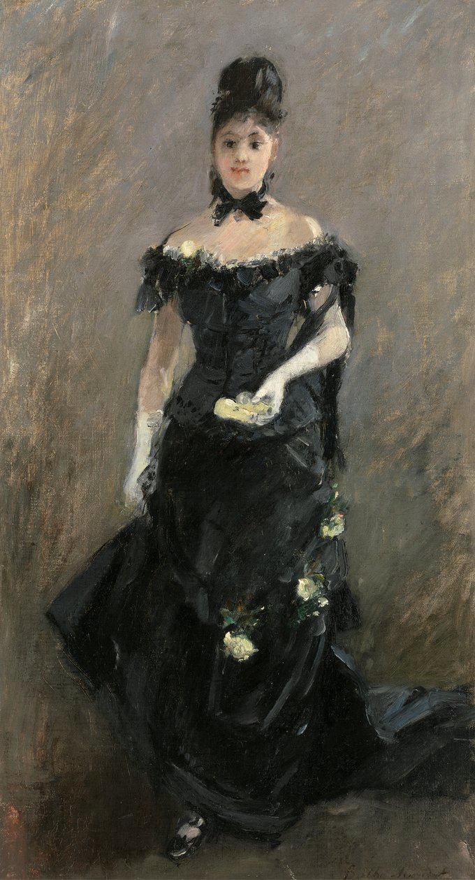 Siyahlı Kadın veya Tiyatrodan Önce, 1875 by Berthe Morisot