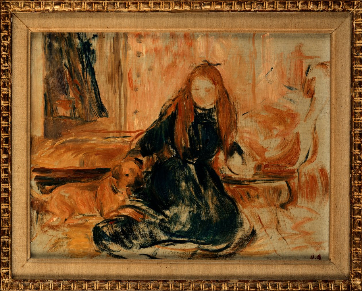 Köpekle Oynayan Genç Kız, 1892 by Berthe Morisot