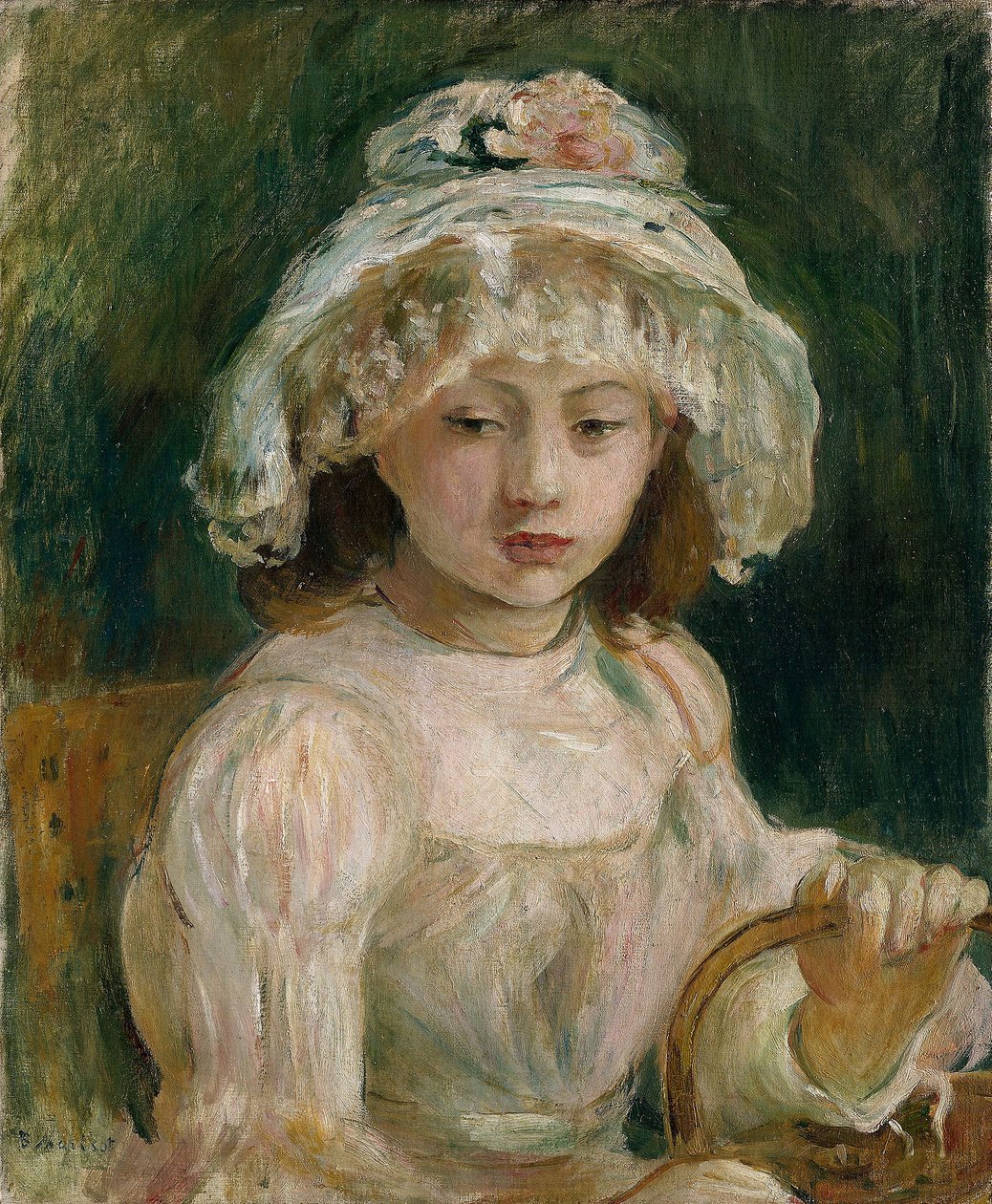 Şapkalı Genç Kız (tuval üzerine yağlı boya) by Berthe Morisot