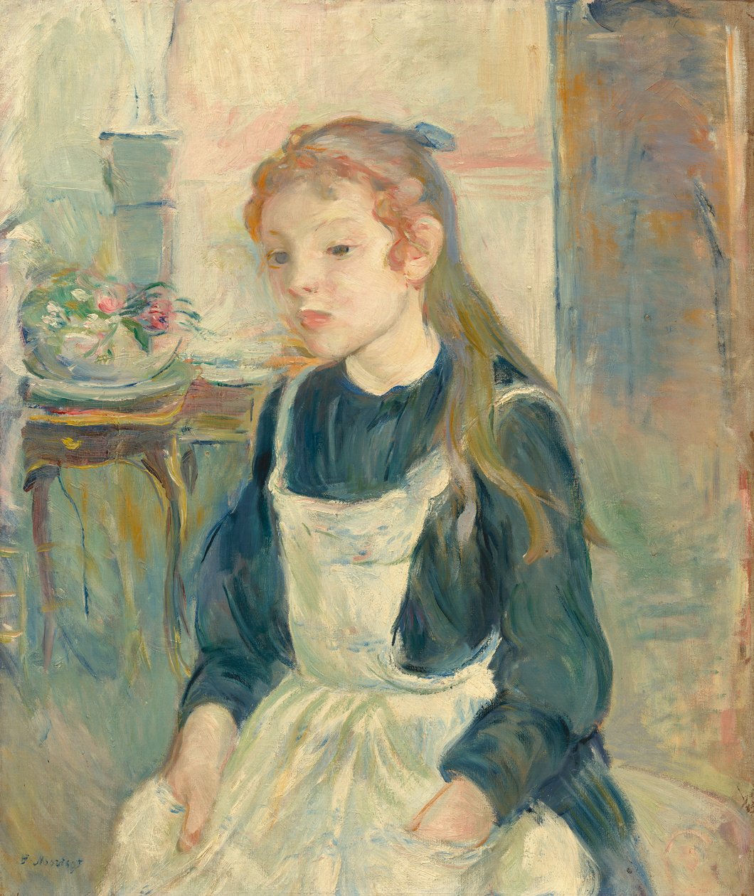 önlüklü genç kız by Berthe Morisot