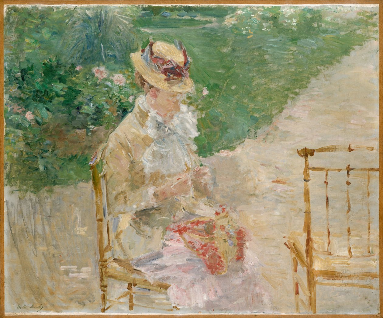 Örgü Genç Kadın, 1883 civarı (tuval üzerine yağlı boya) by Berthe Morisot