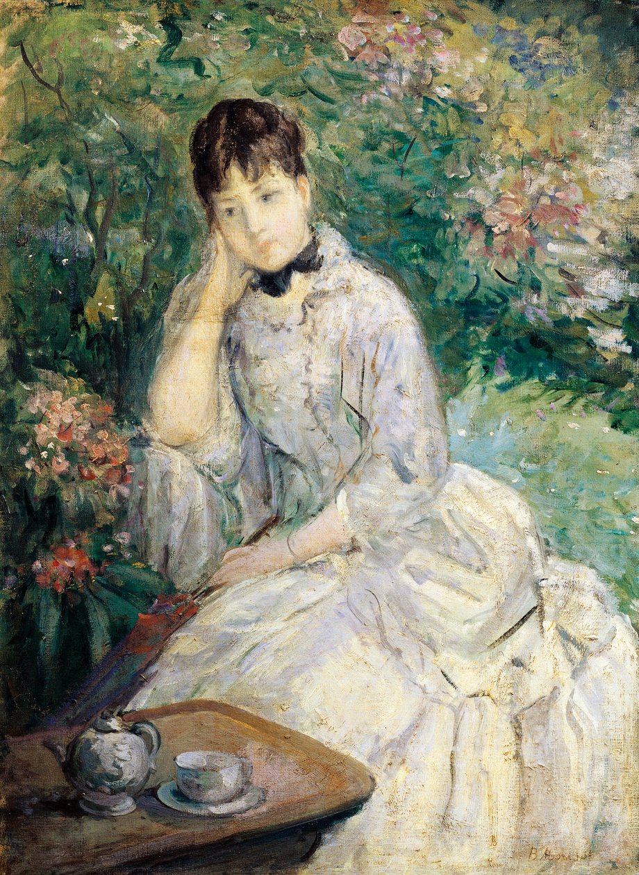 Kanepede Oturan Genç Kadın (tuval üzerine yağlı boya) by Berthe Morisot