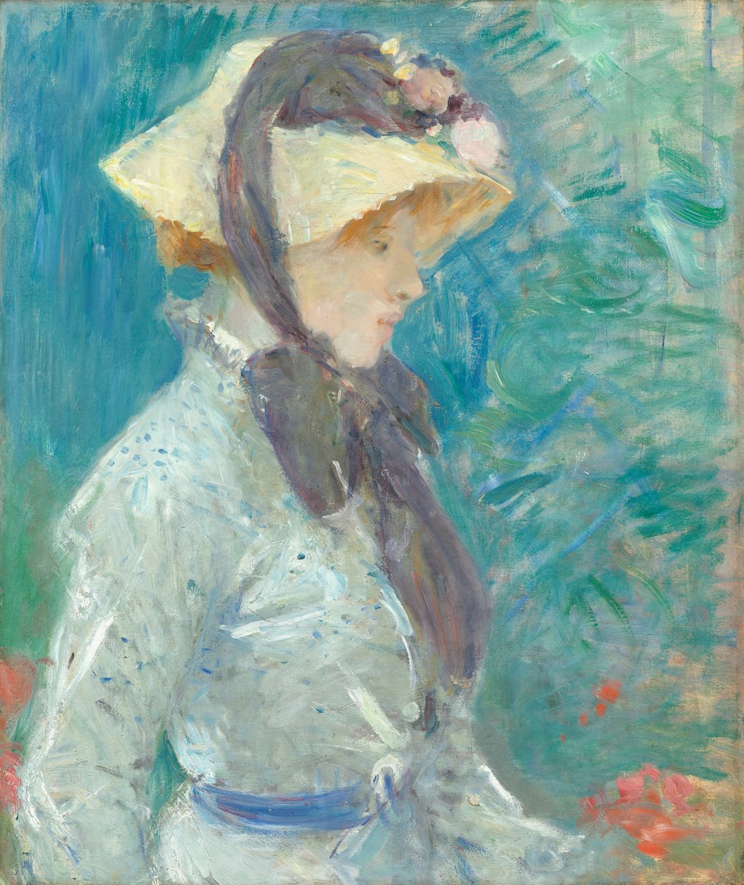 Hasır Şapkalı Genç Kadın, 1884 by Berthe Morisot