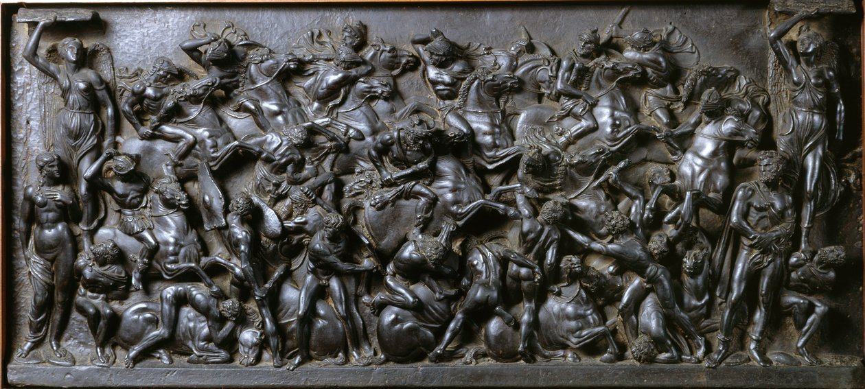 Romalılar ve Barbarlar Arasındaki Savaş (bronz) - Romalılar ve Barbarlar Savaşı (Atlıların Savaşı). Bertoldo di Giovanni (1420-1491) tarafından yapılan bronz kabartma çoraplar by Bertoldo di Giovanni