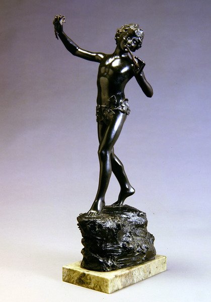Pan (patinalı bronz ve mermer) by Bertram Alfred Pegram