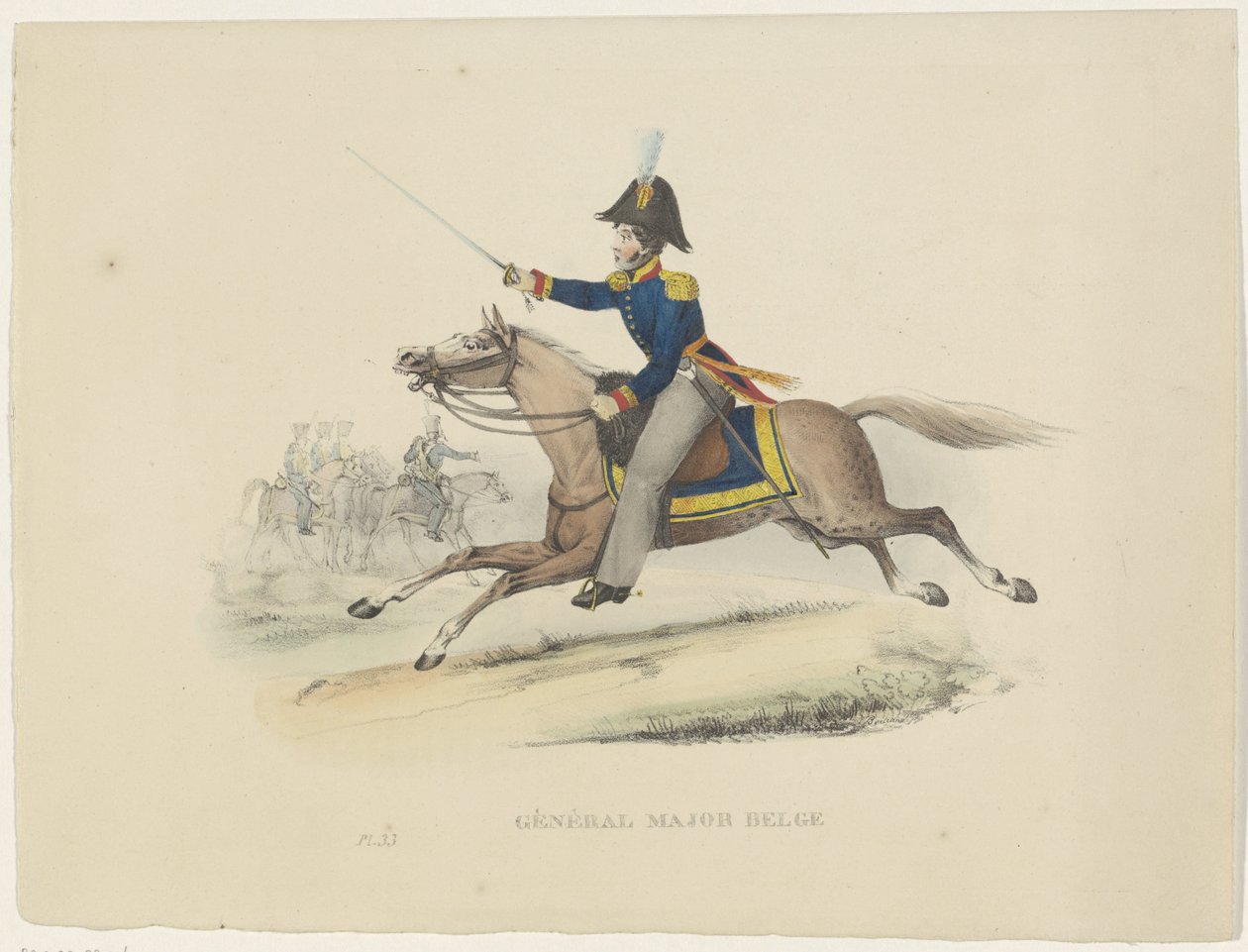 Belçikalı General Binbaşı, 1830 Belçikalı Tümgeneral (nesne üzerindeki başlık) Belçika kostümleri: eski ve modern, askeri, sivil ve dini, 1830 (seri başlığı) by Bertrand