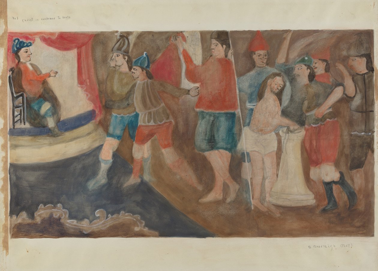 Haç İstasyonu No. 1: İsa Ölüme Mahkûm Edildi, c. 1936. by Beulah Bradleigh