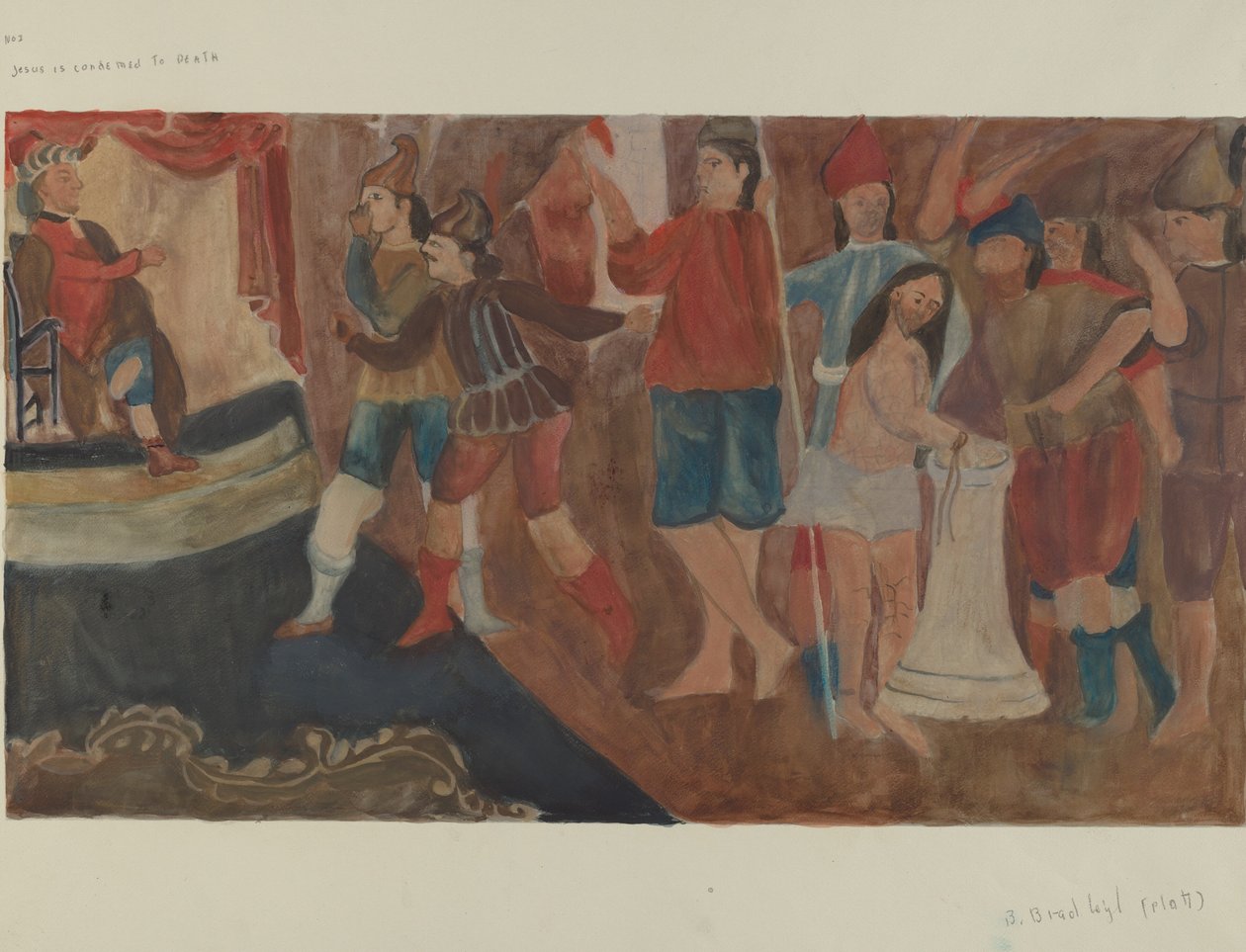 Haç İstasyonu No. 1: İsa Ölüme Mahkûm Edildi, c. 1936. by Beulah Bradleigh