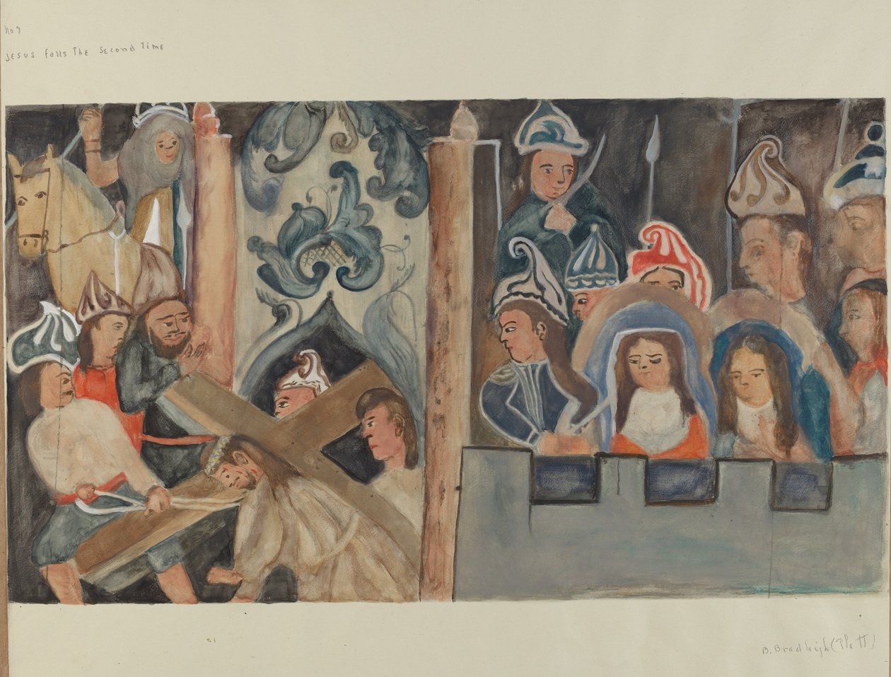 7 Nolu Haç Durağı: İsa İkinci Kez Düşüyor, c. 1936. by Beulah Bradleigh