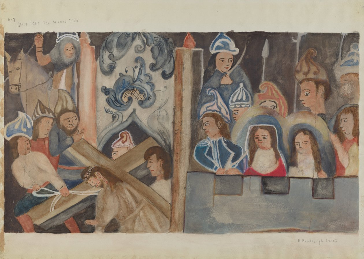 7 Nolu Haç Durağı: İsa İkinci Kez Düşüyor, c. 1936. by Beulah Bradleigh