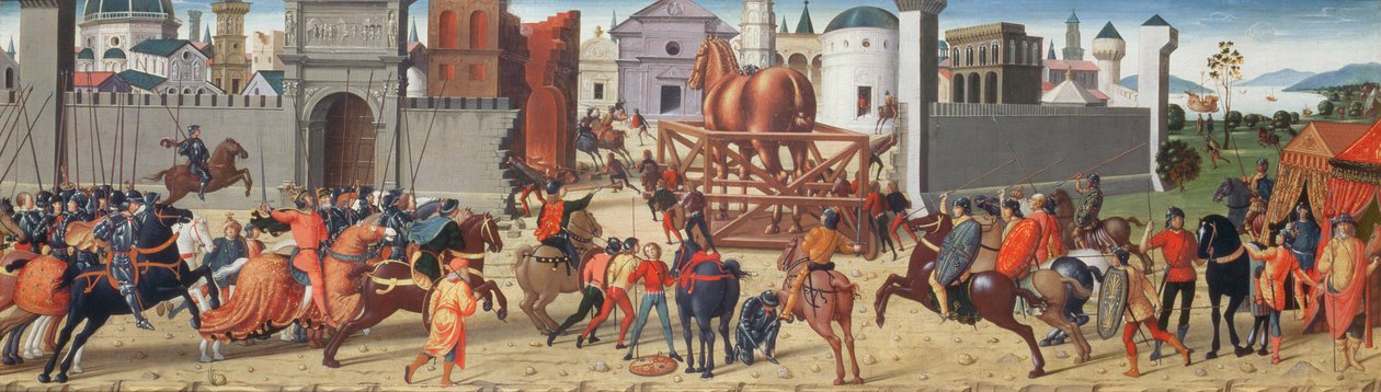 Truva Kuşatması II: Tahta At, c.1490-95 (ayrıca bkz. 69652) by Biagio di Antonio