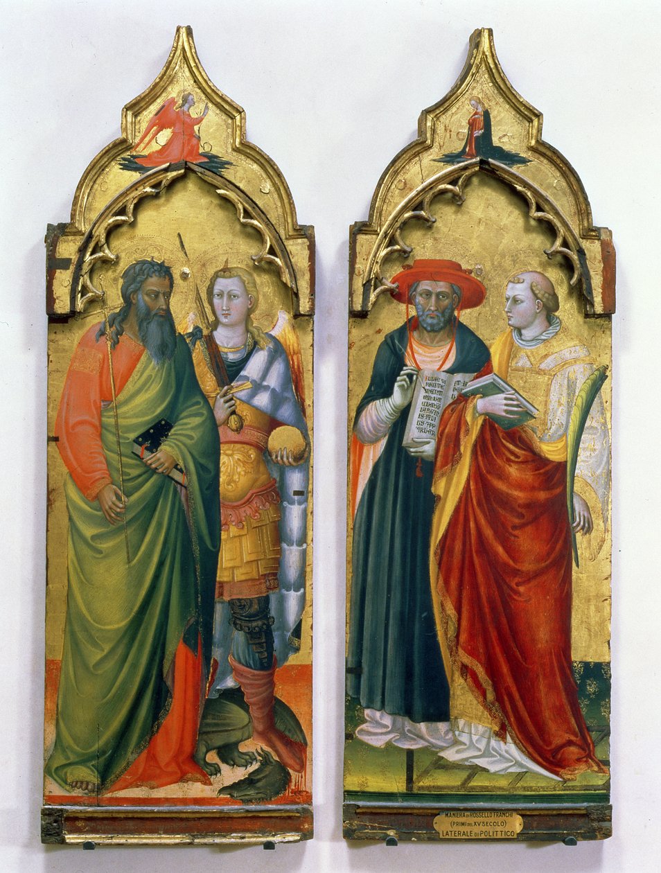 St. Andrew, St. Michael, St. Jerome ve St. Lawrence (panelde sıcaklık) by Bicci di Lorenzo