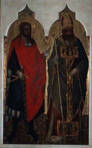 St. Julian ve St. Zenobius (panelde tempera) by Bicci di Lorenzo