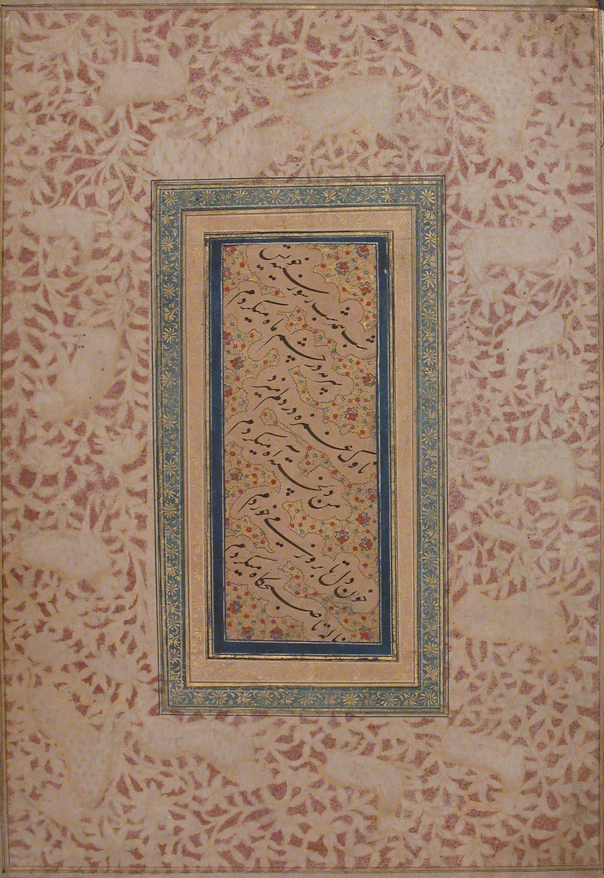 Kaligrafi sayfası, 17. yüzyıl. by Bichitr