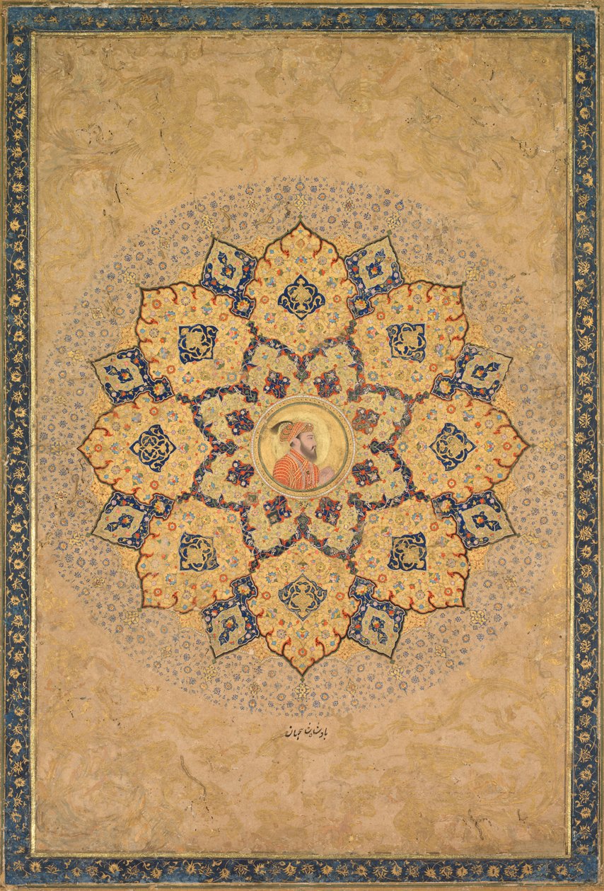 İmparatorlar Albümünden Aurangzeb 1618-1707 portresi ile Shamsa güneş patlaması. by Bichitr