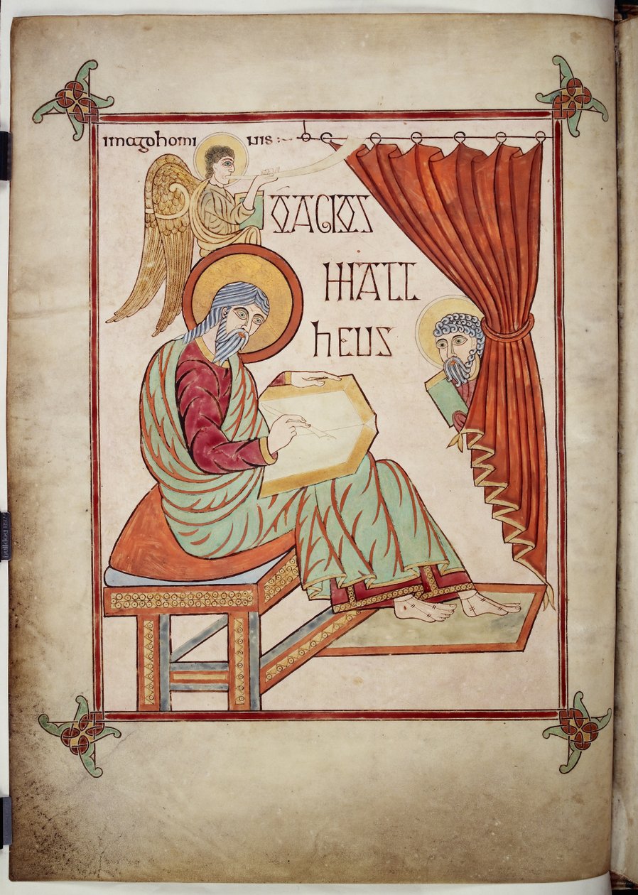 Cotton Nero D. IV, f.25v Aziz Matta, sembolüyle Lindisfarne İncilleri